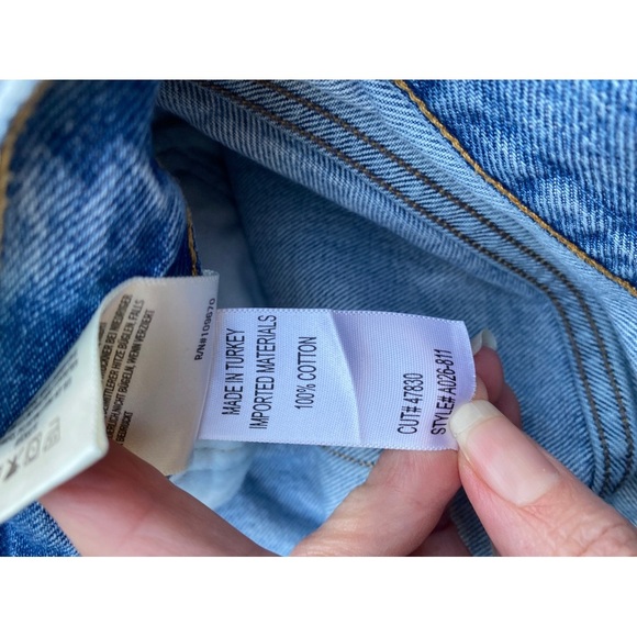 Agolde Blue High-Waisted Distressed Jean Shorts - Picture 4 of 7